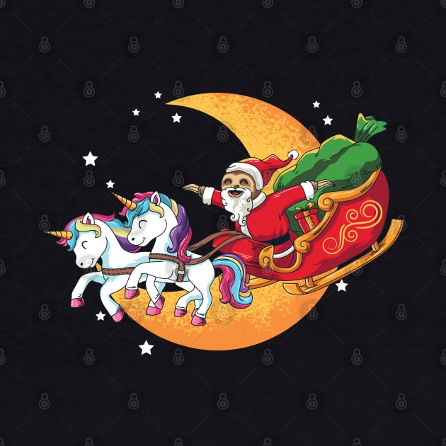 Santa Sloth On Sleigh with Unicorns by ghsp